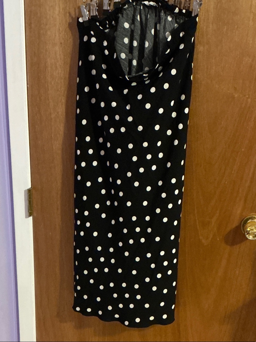 Primark Black Midi Skirt with White Polka Dots